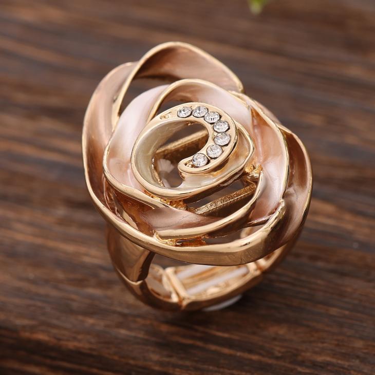 Bague À Double Doigts Flower En Métal Avec Cristaux  | Bijoux Femme Accessoires ARGENTE