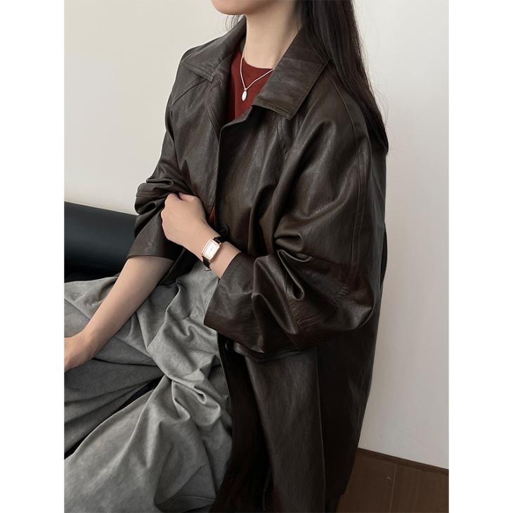 Blouson En Cuir Oversize  | Vestes, Manteaux & Blousons Femme Femme Femme