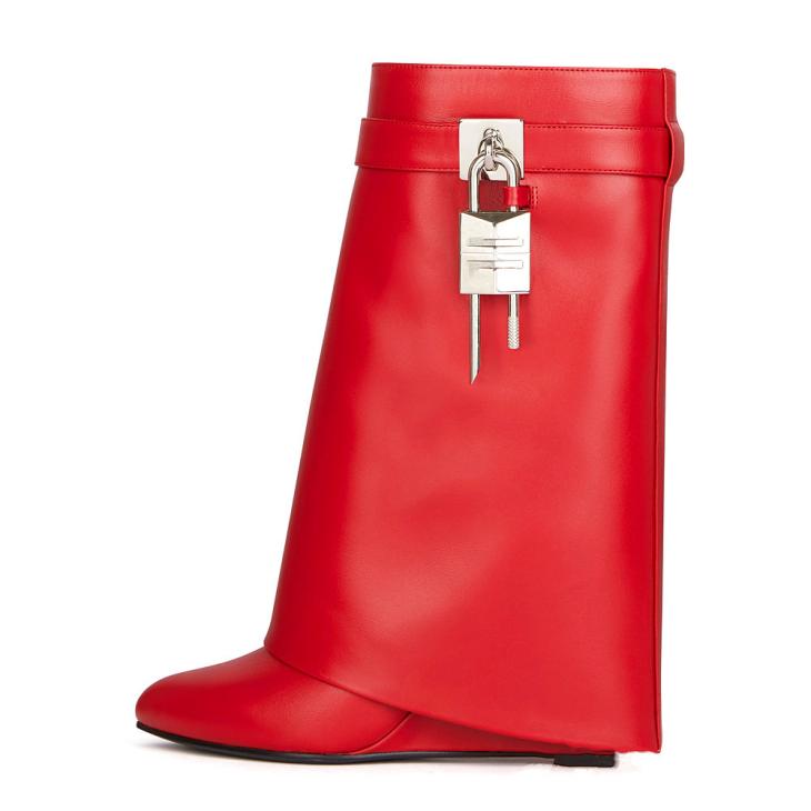 Bottes Sandales Shark Lock Stiletto En Cuir  | Shark Lock Femme Femme CHATAIGNE