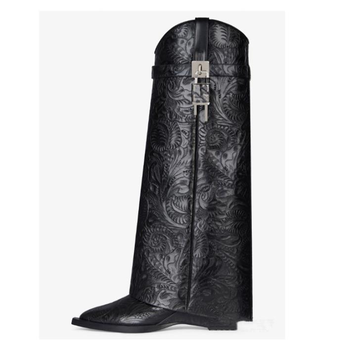 Bottines Shark Lock Cowboy En Cuir À Motif Western  | Shark Lock Femme Femme Femme