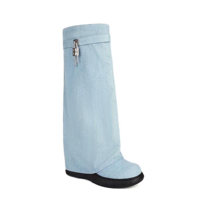 Bottines Shark Lock En Denim Délavé  | Shark Lock Femme Femme BLEU MOYEN