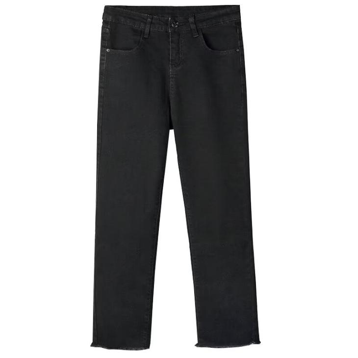 Jean Droit À Bords Francs  | Pantalons & Jeans Femme Femme Black - Denim