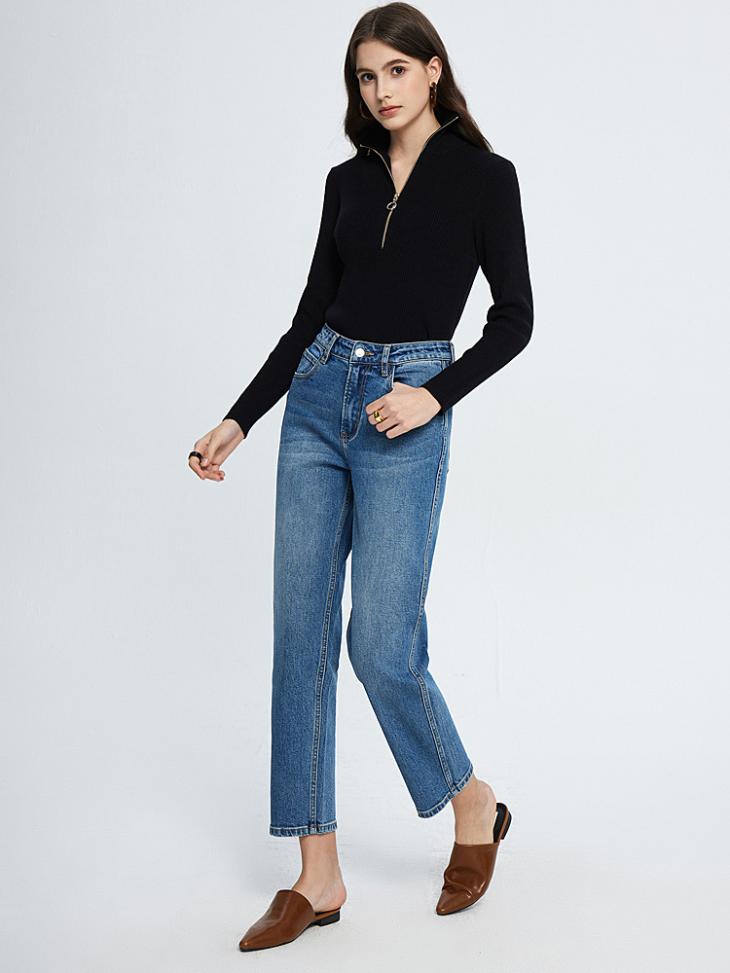 Jean Mom Double Ceinture  | Pantalons & Jeans Femme Femme Bleu