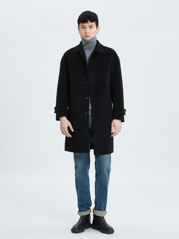 Manteau En Laine Double Face  | Vestes, Manteaux & Blousons Homme Homme Bleu Nuit