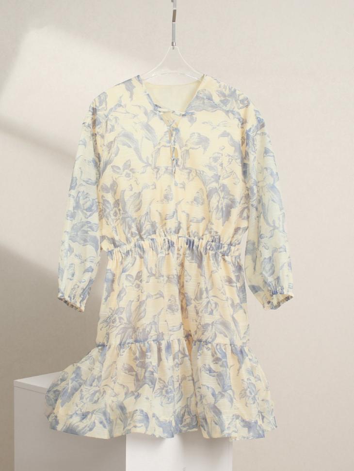 Robe À Imprimé Fleuri  | Robes Femme Femme Bleu