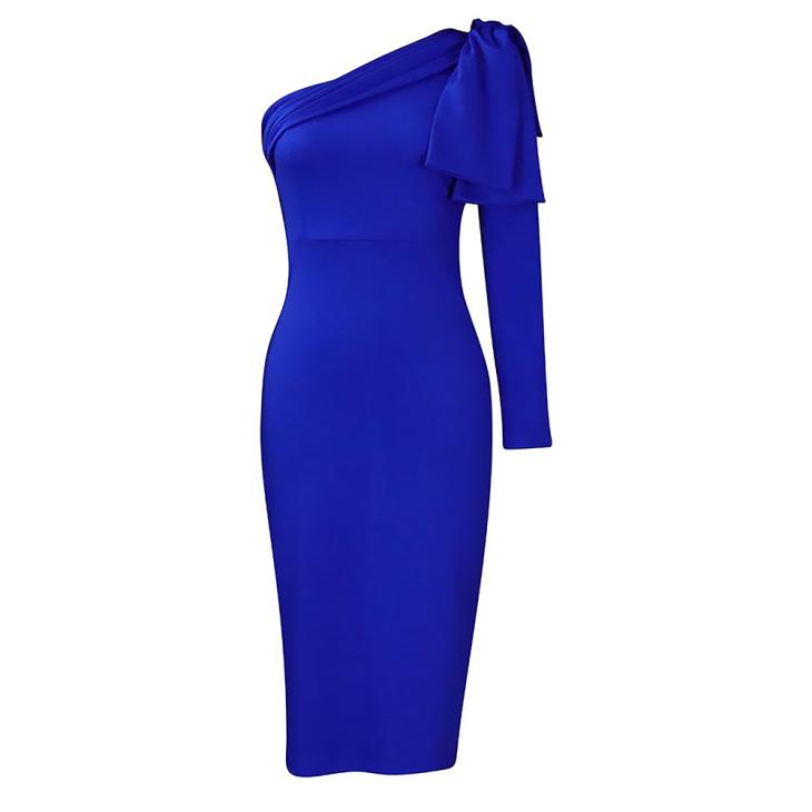 Robe Drapée Asymétrique En Crêpe  | Robes Femme Femme BLEU SAPHIR