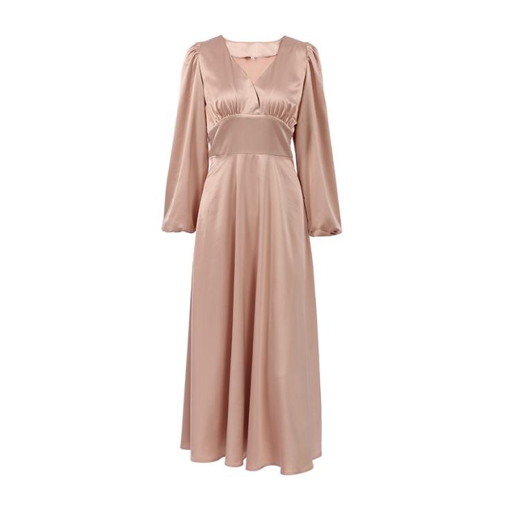 Robe Longue Satinée  | Robes Femme Femme Ecru