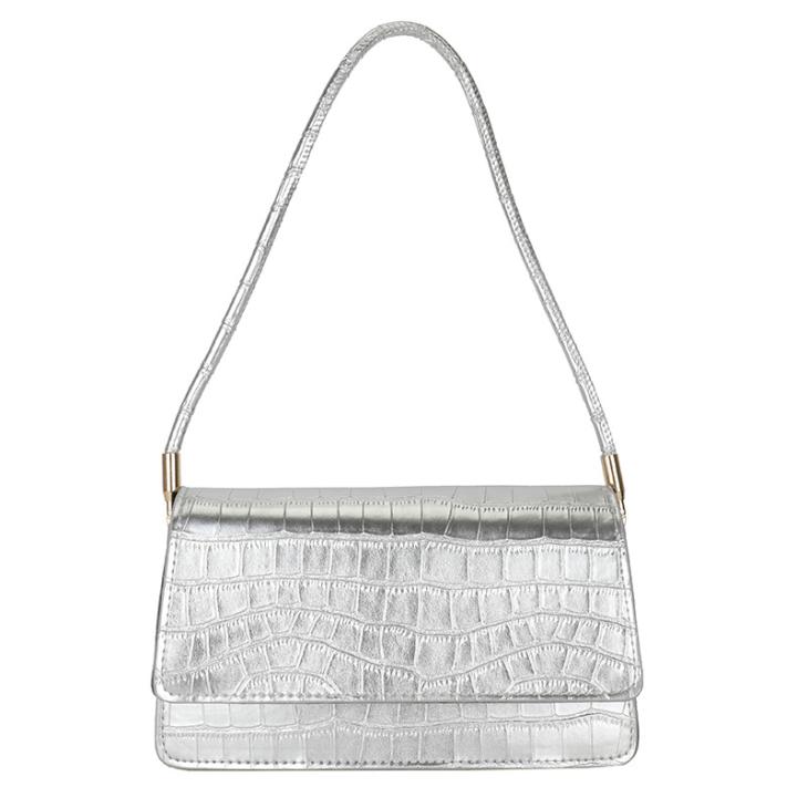 Sac Voyou Clutch En Cuir Façon Crocodile  | Sacs Femme Accessoires ARGENTE CLAIR