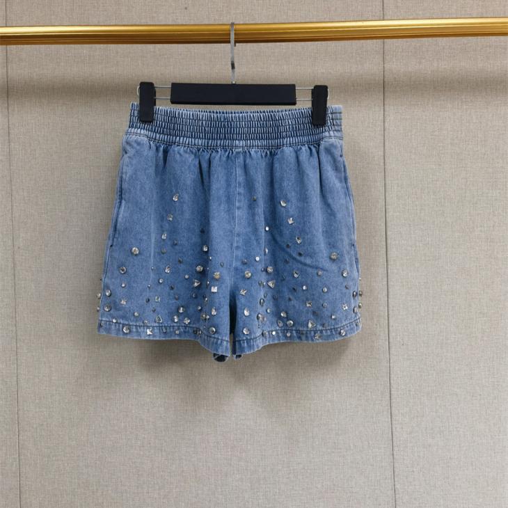 Short Large En Denim Orné De Strass  | Jupes & Shorts Femme Femme Bleu jean clair