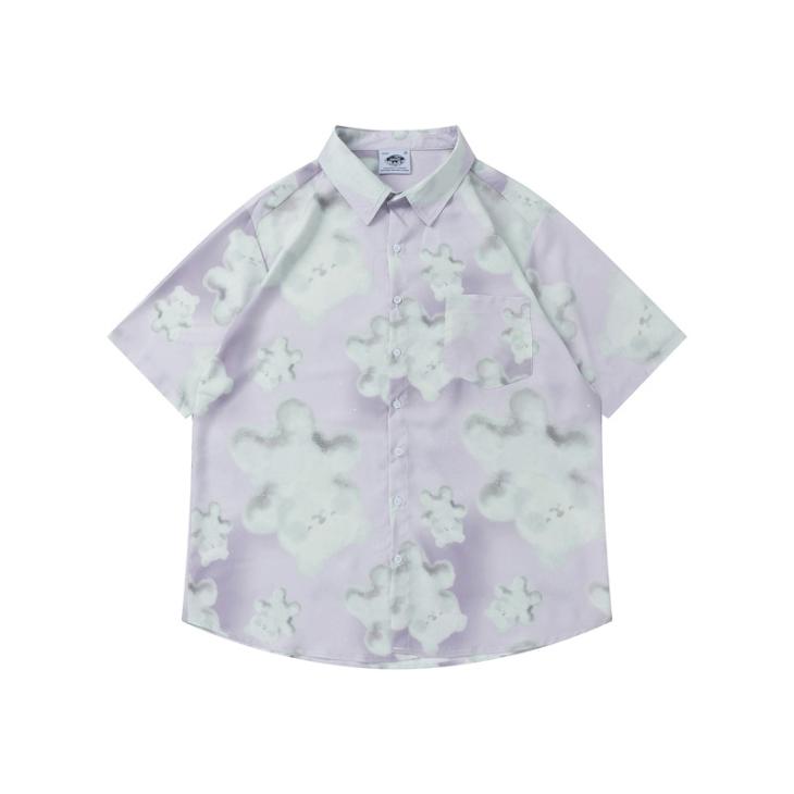 Tee-Shirt En Coton Imprimé Fleurs Floues  | T-Shirts & Polos Homme Homme Bleu